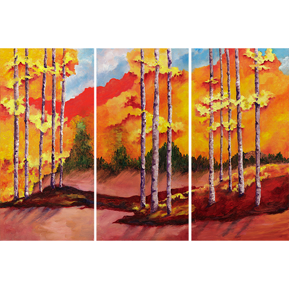 Tryptich of Aspen - Landscape Oil Painting