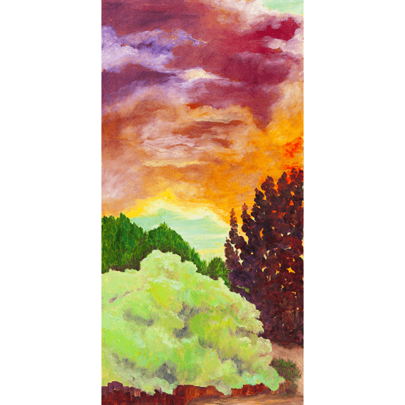 Red Sky Warning - Landscape Oil Painting