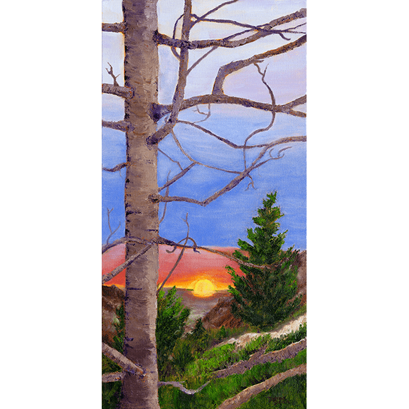 Sunrise Through the Birches- Landscape Oil Painting